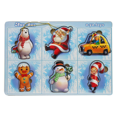 Розвиваючий пазл-вкладиш "Новорічний -1" (ПСФ013) PSF013 6 картинок