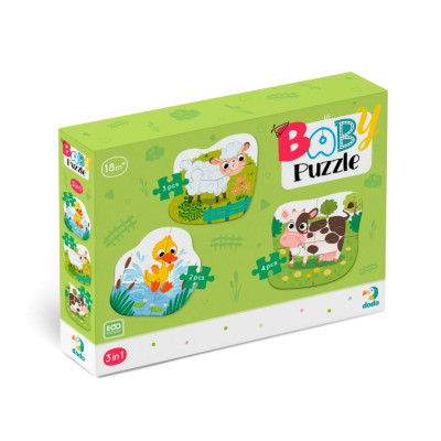 Дитячий Пазл 3 в 1 "Сільські тварини" DoDo 300393 9 ел