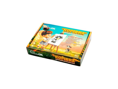 Деревʼяний пазл-розмальовка А5 "Корівка" Puz-22936 пензлик фарби клейка плівка