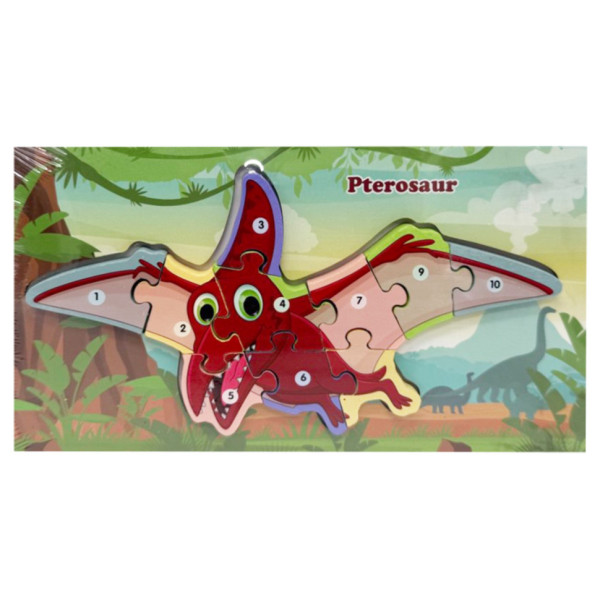 Деревяний пазл-вкладиш "Pterosaur" Bambi MD 1924-8 10 елементів Деревяний пазл-вкладиш "Pterosaur" Bambi MD 1924-8 10 елементів