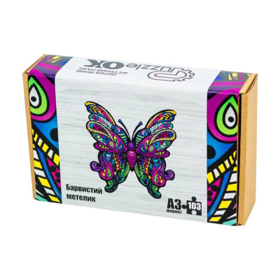 Фігурний деревяний пазл "Барвистий метелик" PuzA3-01235 103 деталі