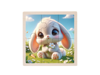 Дитячий деревяний пазл-вкладиш "Зайченя" MD 1509-23 6 елементів 98 х 98 х 04 см