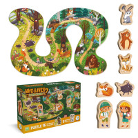 Дитячий пазл з деревяними фігурками "Хто живе в лісі?" 300608 16 елементів