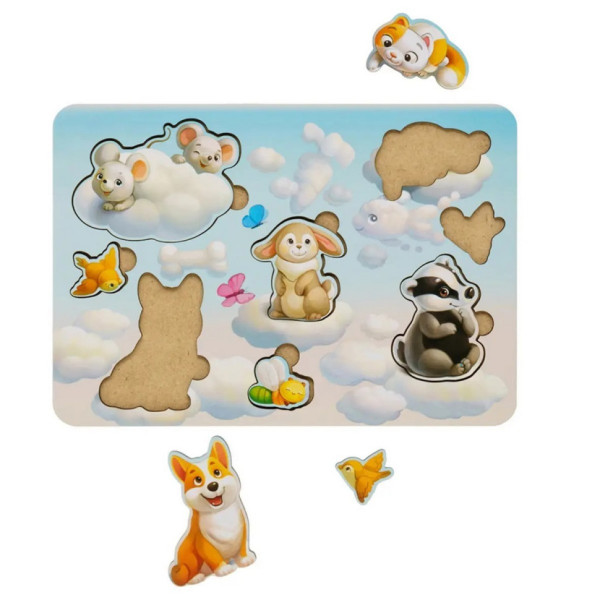 Дерев'яний пазл-вкладиш "Звірі-1" Ubumblebees (ПСФ048) PSF048 8 елементів