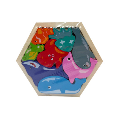 Дитячий дерев’яний пазл вкладиш "Морські тваринки" C9441-3
