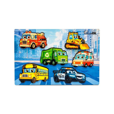 Деревяний пазл-вкладиш "Розумний світ: Міський транспорт" Puz-88747 А5 18 елементів