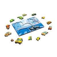 Деревяний пазл-вкладиш "Розумний світ: Міський транспорт" Puz-88747 А5 18 елементів