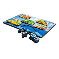 Деревяний пазл-вкладиш "Розумний світ: Міський транспорт" Puz-88747 А5 18 елементів