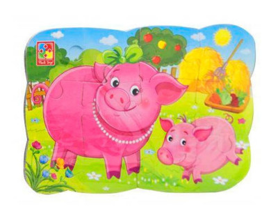 Дитячі пазли на магніті "Свиня і порося" А5 VT3205-77 12 елементів