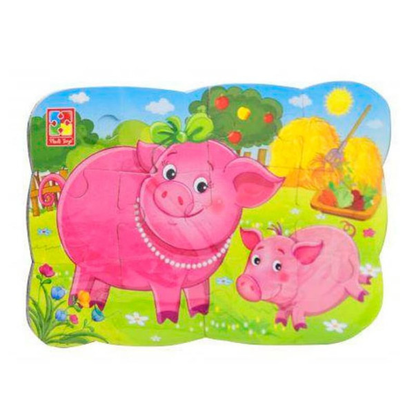 Дитячі пазли на магніті "Свиня і порося" А5 VT3205-77 12 елементів