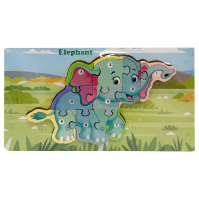 Деревяний пазл-вкладиш "Elephant" Bambi MD 1924-11 9 елементів