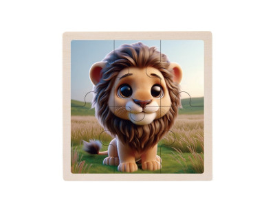 Дитячий дерев'яний пазл-вкладиш "Левеня" MD 1509-21 6 елементів 98 х 98 х 04 см