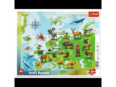 Пазли Trefl 31341 (Рамочні) - "Карта Європи з тваринами" /25 елементів