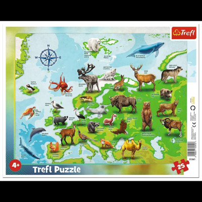 Пазли Trefl 31341 (Рамочні) - "Карта Європи з тваринами" /25 елементів