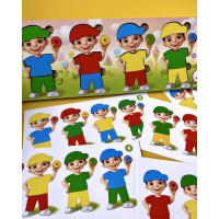 Дерев'яний пазл-сортер "Хлопчики з пончиками" Ubumblebees (ПСФ100) PSF100, 12 деталей та 12 карток