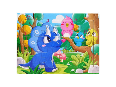 Дитячий дерев'яний пазл-вкладиш "Динозавр з пташками" MD 1343-12 12 елементів