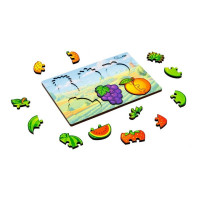 Деревяний пазл-вкладиш "Розумний світ: Веселі фрукти" Puz-88749 А5 18 елементів