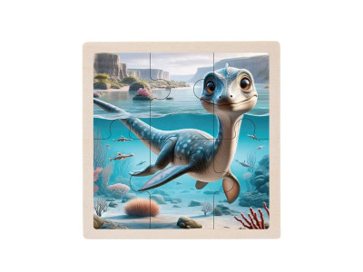 Дитячий дерев'яний пазл-вкладиш "Плезіозавр" MD 1509-20 6 елементів 98 х 98 х 04 см