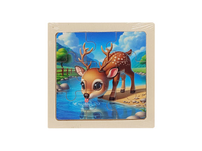 Дитячий деревяний пазл-вкладиш "Оленятко" MD 1506-27 9 елементів 98 х 98 х 04 см