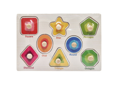 Деревяний пазл-вкладиш Геометричні фігури 53972-7 ручка-тримач у плівці