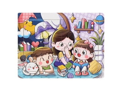 Дитячий деревяний пазл-вкладиш "Веселі історії" MD 1343-3 12 елементів 15 х 11 х 04 см