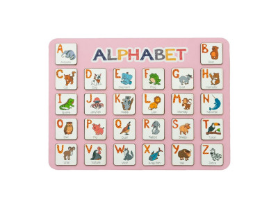 Деревяна абетка-вкладиш англійська "ALPHABET" 3240-03-001 рожева 29х39 см