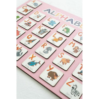 Деревяна абетка-вкладиш англійська "ALPHABET" 3240-03-001 рожева 29х39 см