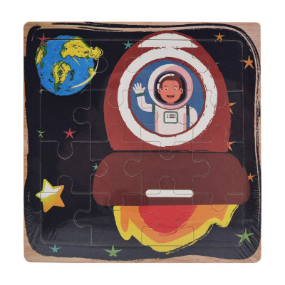 Деревяний пазл-вкладиш Космонавт у ракеті 73260-15 16 деталей