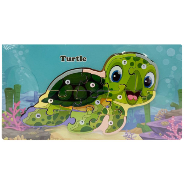 Деревяний пазл-вкладиш "Turtle" Bambi MD 1924-2 10 елементів Деревяний пазл-вкладиш "Turtle" Bambi MD 1924-2 10 елементів