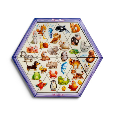 Дерев'яний пазл-головоломка "Тварини" Ubumblebees (ПСД169) PSD169 шестикутник