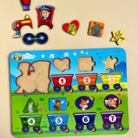 Деревяний пазл-вкладиш "Геометричні фігури" Ubumblebees (ПСД048) PSD048 сортер-паровоз