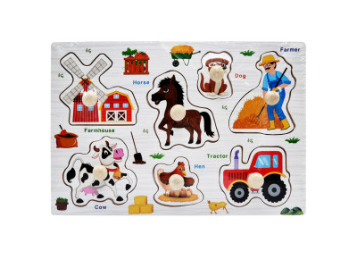 Дерев'яний пазл-вкладиш Ферма 73239-9 назви англійською мовою Дерев'яний пазл-вкладиш Ферма 73239-9 назви англійською мовою