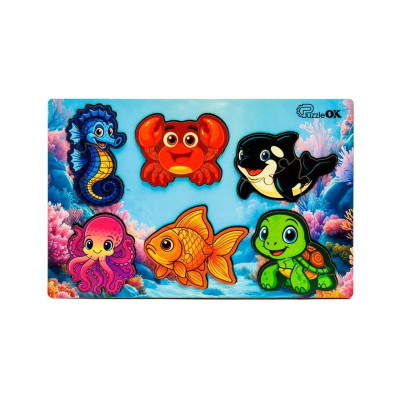 Деревяний пазл-вкладиш "Розумний світ: Морські друзі" Puz-88748 А5 18 елементів