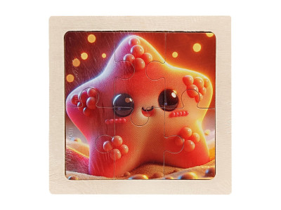 Дитячий деревяний пазл-вкладиш "Морська зірка" MD 1509-9 6 елементів 98 х 98 х 04 см