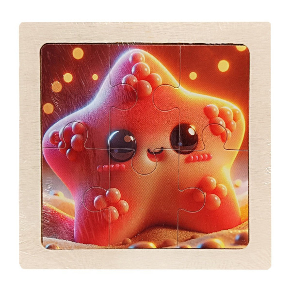 Дитячий деревяний пазл-вкладиш "Морська зірка" MD 1509-9 6 елементів 98 х 98 х 04 см