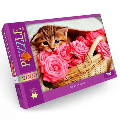 Пазл "Котик у трояндах" Danko Toys C2000-01-05, 2000 ел.