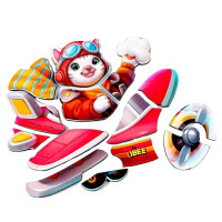 Деревяний контурний пазл "Котик пілот" (ПСД281) PSD281