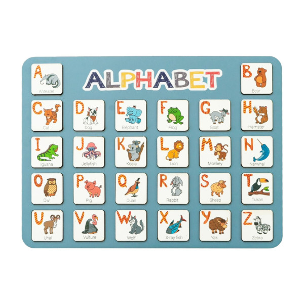 Деревяна абетка-вкладиш англійська "ALPHABET" 3240-03-002 синя 29х39 см