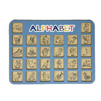 Деревяна абетка-вкладиш англійська "ALPHABET" 3240-03-002 синя 29х39 см