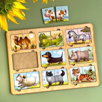 Деревяний пазл-сортер "Дивовижні звірятка" Ubumblebees (ПСД162) PSD162 9 тваринок