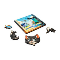 Деревяний пазл-вкладиш "Допитливий котик" Puz-88751 А6 4 елементи