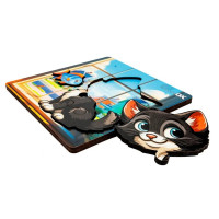 Деревяний пазл-вкладиш "Допитливий котик" Puz-88751 А6 4 елементи