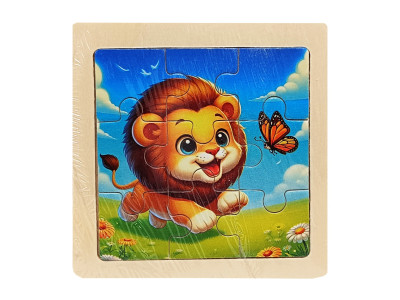 Дитячий деревяний пазл-вкладиш "Левеня та метелик" MD 1506-23 9 елементів