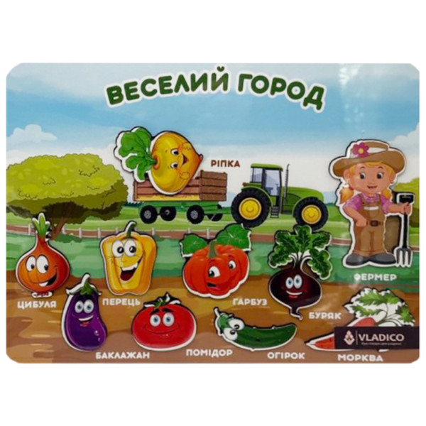 Деревяний пазл-вкладиш "Веселий город" 3240-05-008 розмір 33х25 см