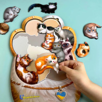 Деревяний пазл-вкладиш "Котики-муркотики" Ubumblebees (ПСФ133) PSF133
