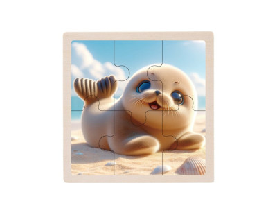 Дитячий деревяний пазл-вкладиш "Морський котик" MD 1509-6 6 елементів 98 х 98 х 04 см