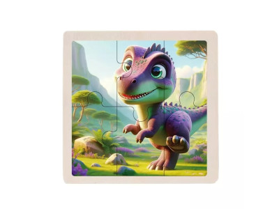 Дитячий деревяний пазл-вкладиш "Тиранозавр" MD 1509-26 6 елементів 98 х 98 х 04 см