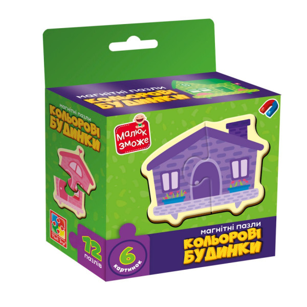 Дитячі магнітні пазли "Кольорові будинки" VT1733-03 6 картинок