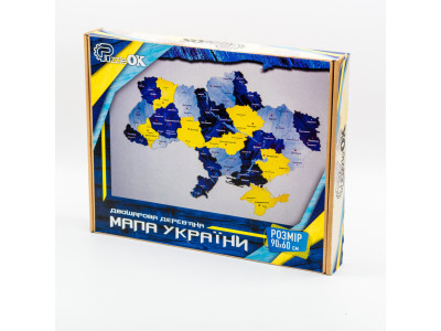 Деревяний пазл "Мапа України" Арт-60906 синьо-жовтий 60х90 см