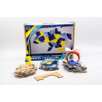 Деревяний пазл "Мапа України" Арт-60906 синьо-жовтий 60х90 см